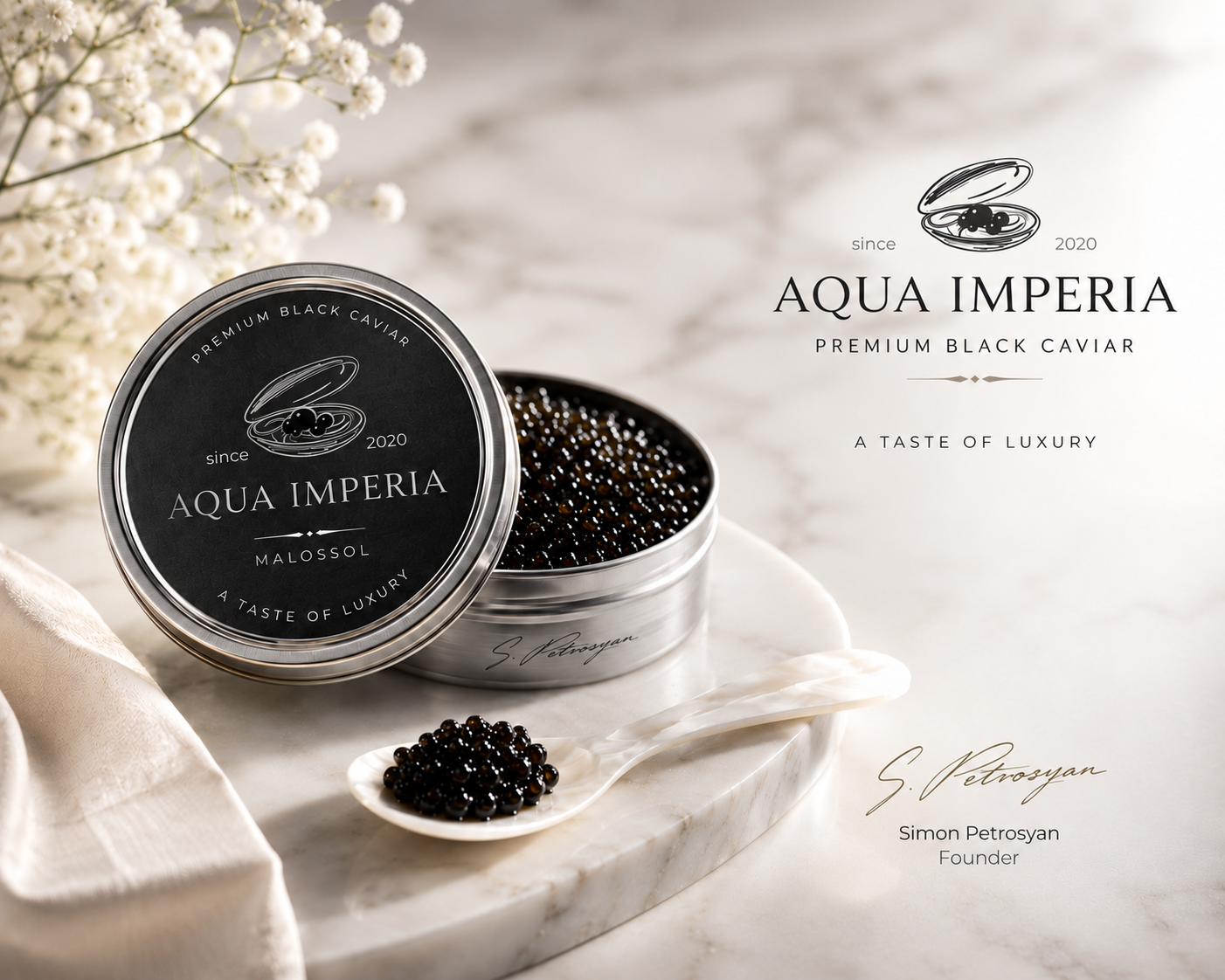 AQUA IMPERIA սև խավիար՝ արծաթագույն տարայով